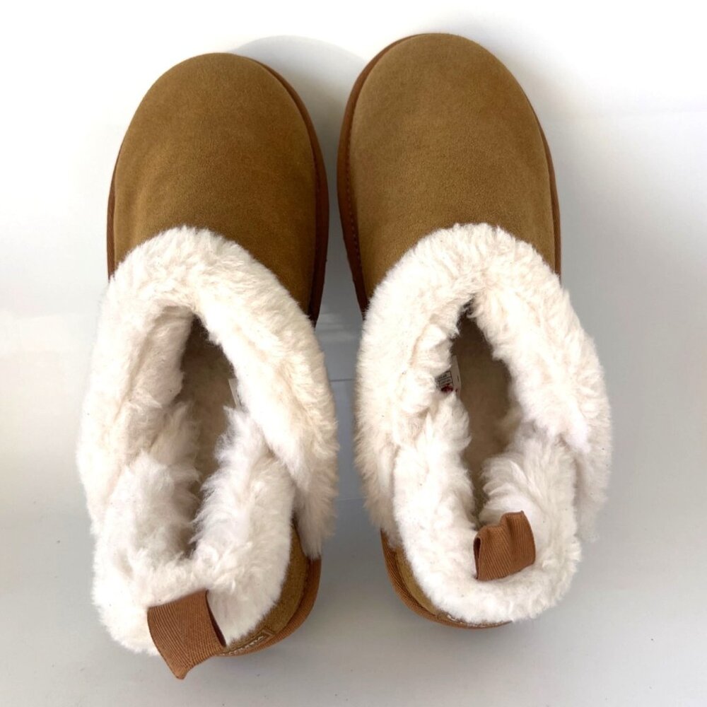 Koolaburra Chestnut Brown Suede Shearling Clog Booties - Picture 8 of 8